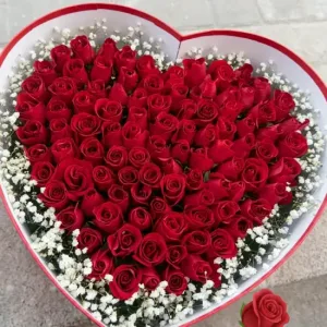 100 Red Roses in Heart-Shaped Box | Luxury Rose Gift Philippines