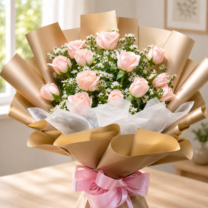 12 Pink Roses Delivery Philippines | Roses & Aster Bouquet