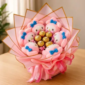 Cute Bunny Plush and Ferrero Chocolate Bouquet Gift | Philippines