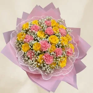 One Dozen Yellow Roses & Carnations - Bouquet Cebu